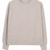 Beige Textured Crewneck Sweater with Raglan Sleeves