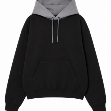 Black and Grey Oversized Pullover Hoodie