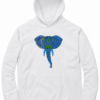 White Graphic Elephant Print Pullover Hoodie