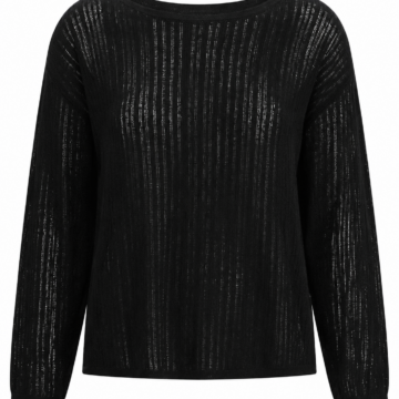 Black Semi-Sheer Stripe Knit Sweater