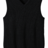 Black Ribbed Knit Sweater Vest with V-Neck