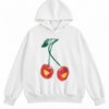 White Pullover Hoodie with Cherry Graphic