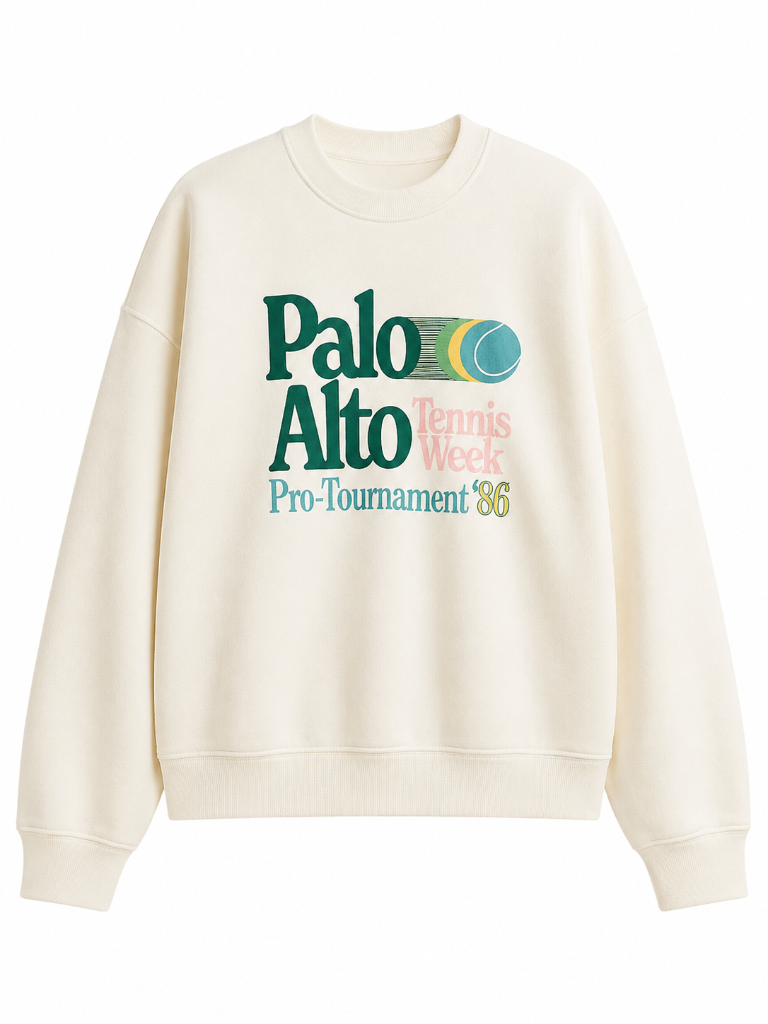Cream Oversized Graphic Crewneck Sweatshirt