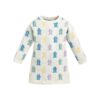 Cream Pastel Fence Pattern Knit Sweater Dress