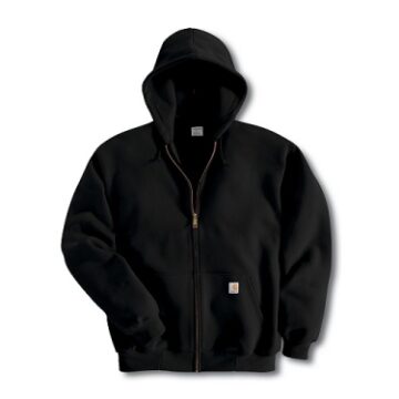Black Full-Zip Hooded Sweatshirt