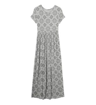 Light Grey Geometric Medallion Knit Maxi Dress